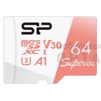 MicroSD  64GB  Silicon Power Class 10  Superior UHS-I U3 A1 (R/W 100/80 Mb/s) без адаптера