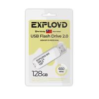 Флешка USB 128 Гб Exployd 650, USB2.0, пластик, белый