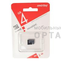 Карта памяти MicroSD 4 Гб Smartbuy Class  4 без адаптера
