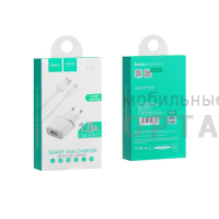 СЗУ HOCO C11, 1000mA, кабель Lightning,  белый