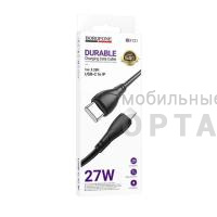 Кабель Type-C - 8 pin Borofone BX121 Energy, 1.0м, круглый, PD27Вт, ПВХ, цвет: черный упакован (1/360)