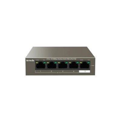 Настольный неуправляемый PoE коммутатор Tenda TEF1105P-4-38W 5*10/100Base-TX, мощность до 35 Вт