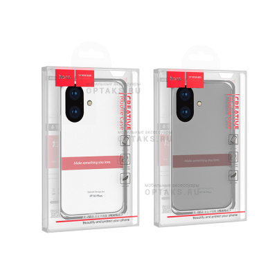 Чехол HOCO Light series TPU для iPhone 16 Plus, темно-прозрачный