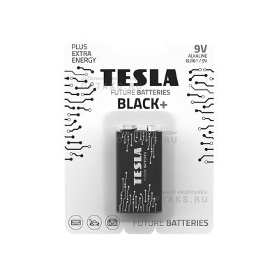 Элемент питания TESLA BATTERIES 9V BLACK+ 6LR61/BLISTER FOIL 1 PC (1/12/240/7200)