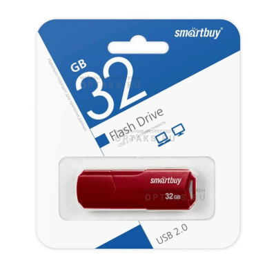 Флешка USB 32 Гб Smartbuy  Clue  бордовый