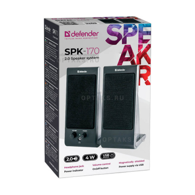 Активная система DEFENDER, 2.0, SPK-170, USB, чёрная (1/40)