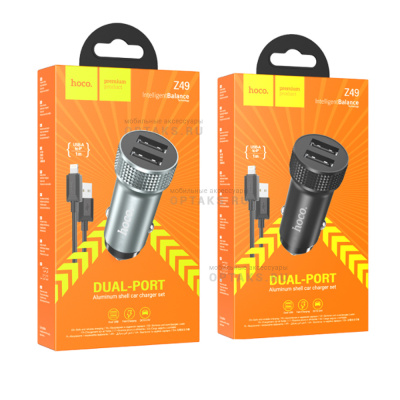 АЗУ HOCO Z49, кабель Lightning, 1.0 м,  черный
