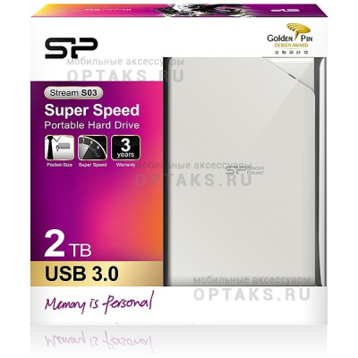 Жесткий диск HDD Siliсon Power  2 TB  S03 Stream белый, 2.5", USB 3.0