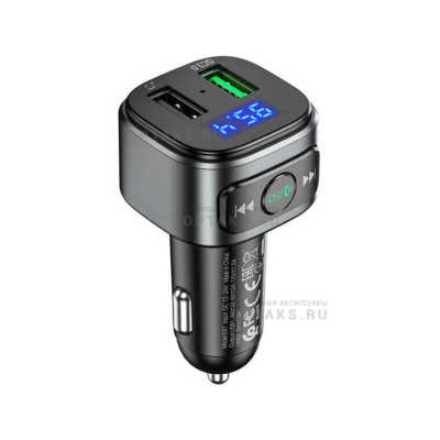FM трансмиттер автомобильный Hoco Premium E67 QC3.0, черный
