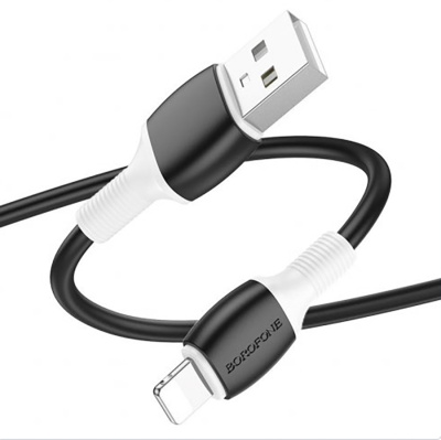 Кабель Usb to Lightning BOROFONE BX84 Rise,1.0м, 2.4A, цвет: белый (1/360)