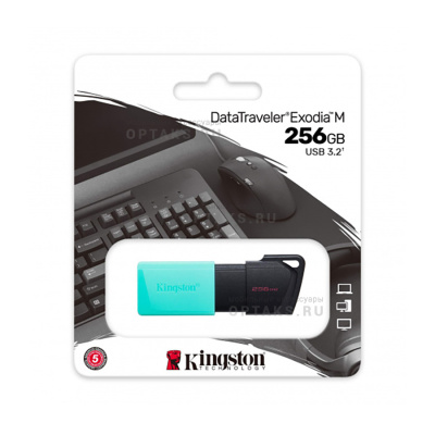 Флешка USB3.2 256 Гб Kingston  DataTravele Exodia M  чёрный/голубой