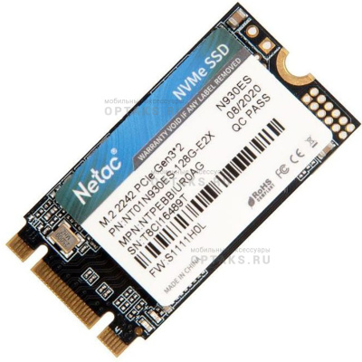 Жесткий диск SSD Netac  128GB N930ES, R/W -  970/635MB/s, PCIe 3 x4 (M.2), 2242 NVMe 3D NAND