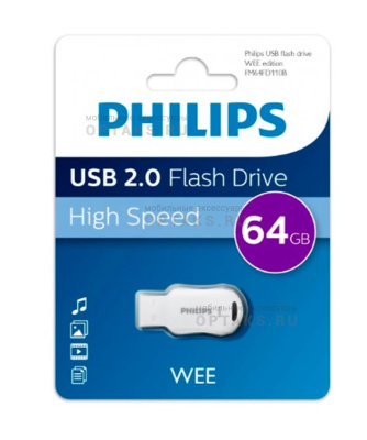Флешка USB 64 Гб Philips WEE 2.0, USB2.0, белый