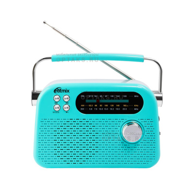 Радиоприёмник трехдиапазонный RITMIX RPR-045 AZURE, Bluetooth v.5.3, FM/AM/SW, USB, micro SD, кабель Type-C - USB (1/16)