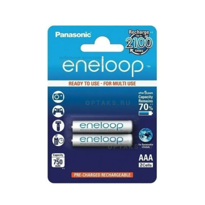 Аккумуляторная батарейка PANASONIC R03 eneloop BK-4MCCE/2BE (750mAh) (2 бл) (2/20/240)