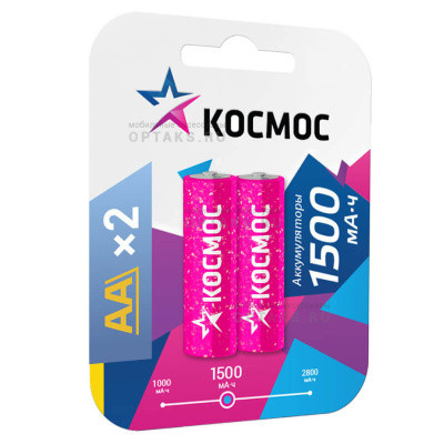 Аккумуляторная батарейка КОСМОС R6 (1500 mAh)  BL2   (2/24/288)