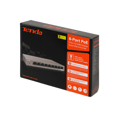Коммутатор TENDA TEF1109P-8-102W (L2) 9x100Мбит/с 8PoE 92W неуправляемый